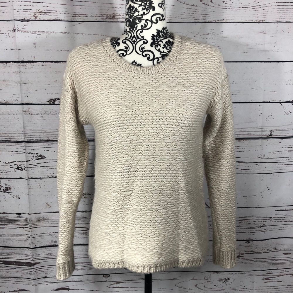 Ann Taylor Wool Blend Soft Knit Sweater Cream/Off-white/Beige S
